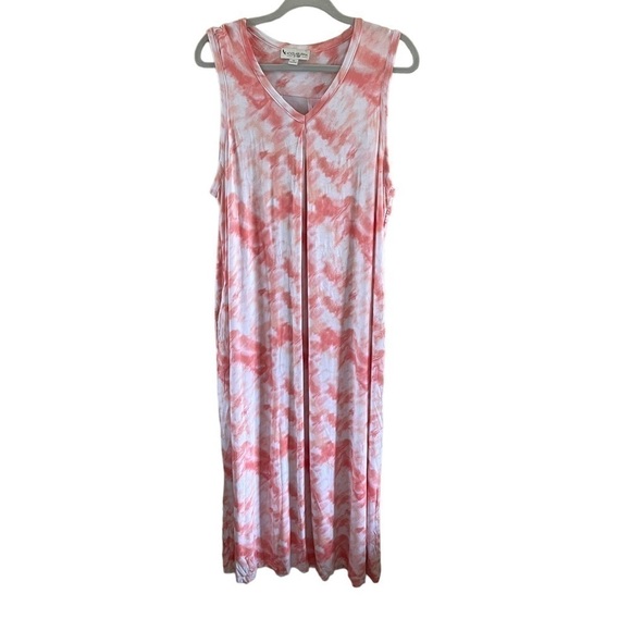 NWOT Koolaburra by Ugg Stretch Modal V-Neck Tank maxi Dress Size 1X coral - Picture 1 of 10